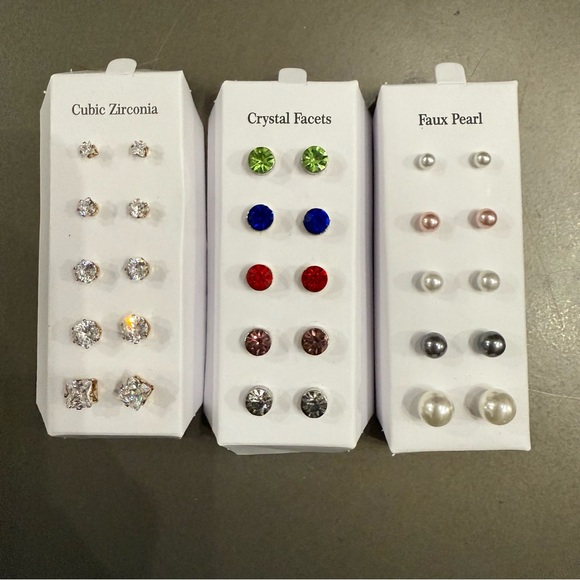 Jewelry - 15 Earring Sets with Cubic Zirconia, Crystal Facets, and Faux Pearl // Giveaways